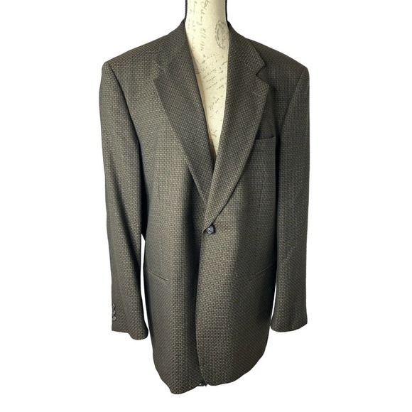 Monsieur By Givenchy Blazer Jacket Men's Size 44L Brown Houndstooth 2‎ Button - Picture 1 of 9